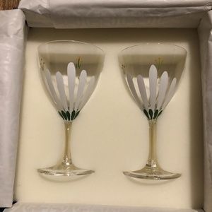 Tory Burch SPRING MEADOW WINE GLASS, SET OF 2, New in box